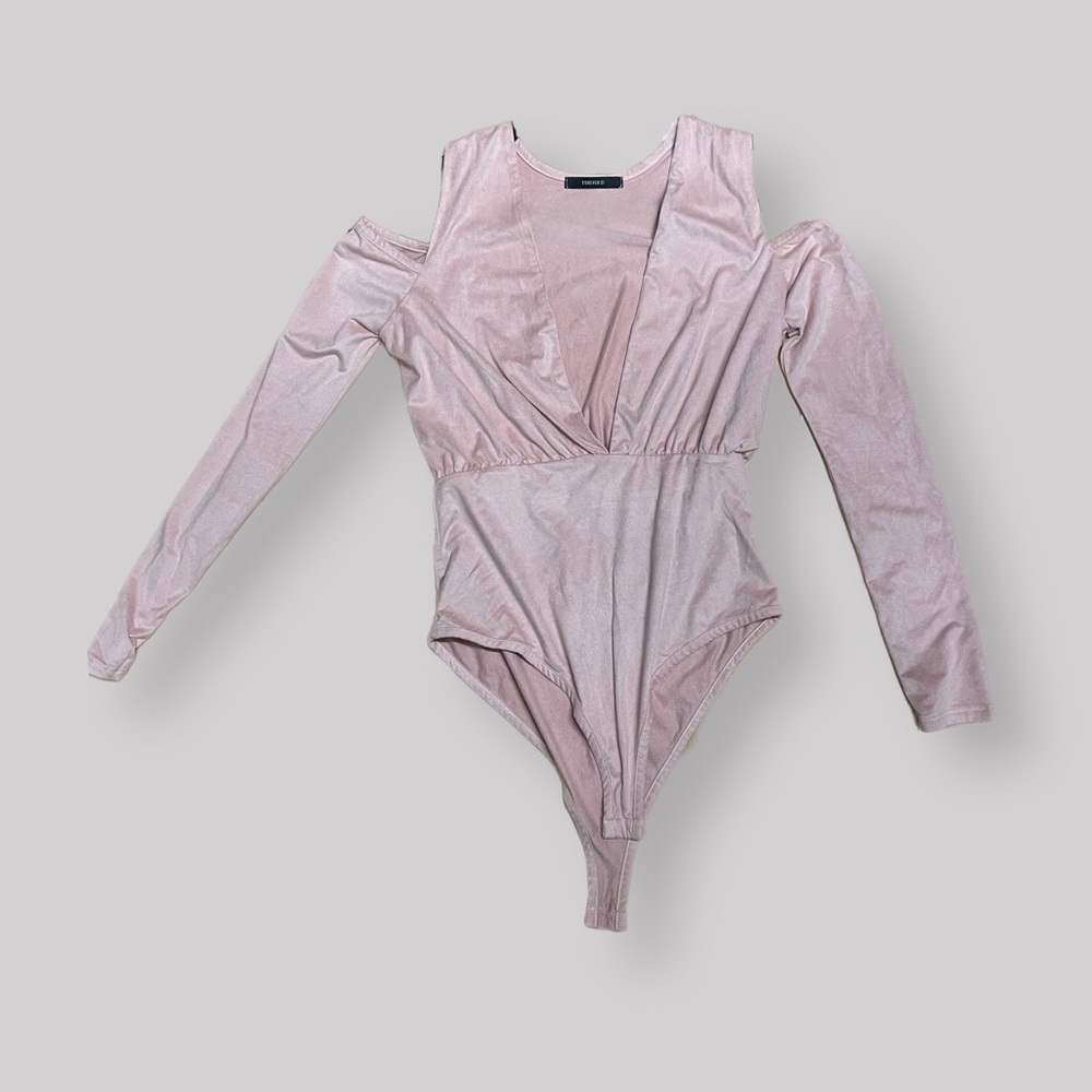 Forever 21 Suede Off- The Shoulder Pludging Bodysuit | M |